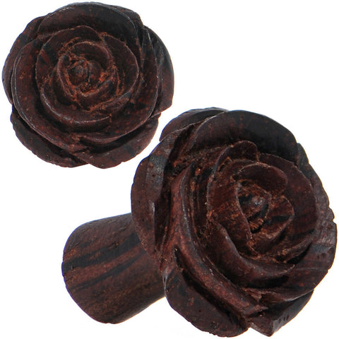 4G Organic Rengas Wood Cherry Rosebud Hand Carved Plug Set