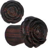 0G Organic Rengas Wood Cherry Rosebud Hand Carved Plug Set