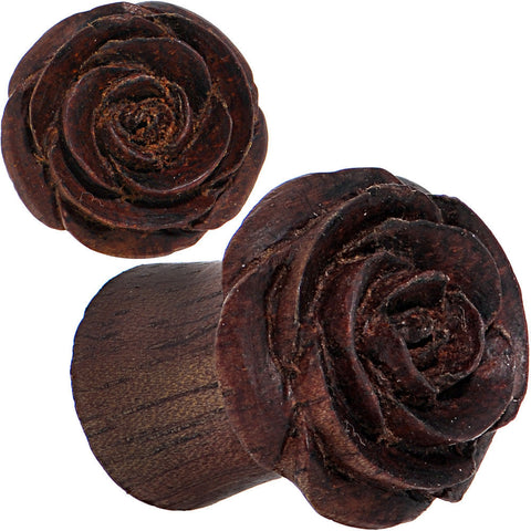00G Organic Rengas Wood Cherry Rosebud Hand Carved Plug Set
