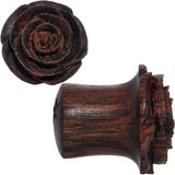 7/16 Organic Rengas Wood Cherry Rosebud Hand Carved Plug Set