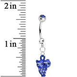 Blue Gem Oversized Eyes Owl Dangle Belly Ring