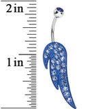 Blue Gem Glimmering Singular Angel Wing Belly Ring