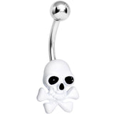 Brilliant White Cheerful Skull Belly Ring