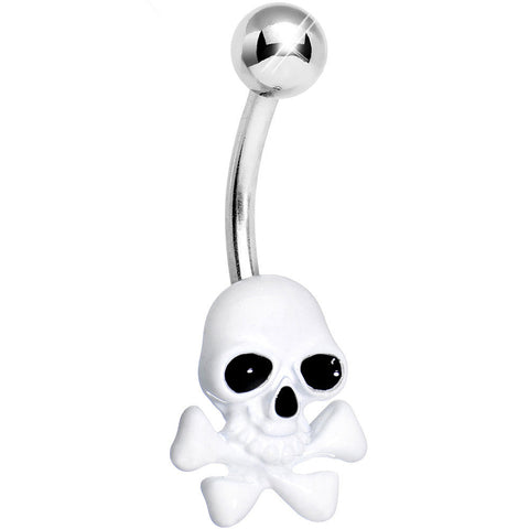Brilliant White Cheerful Skull Belly Ring