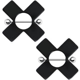 14G Black Acrylic X Nipple Shield Set