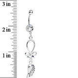Clear Gem Bowtie and Angel Wing Dangle Belly Ring