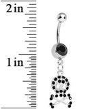 Black Gem Glam Skull and Crossbones Dangle Belly Ring