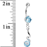 Aqua Gem Twisting Delight Star Gem Dangle Belly Ring
