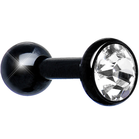 4mm Clear Gem Black IP Tragus Cartilage Earring