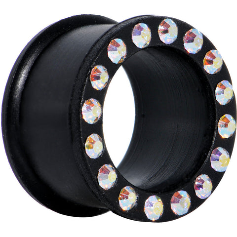3/4 Aurora Gem Black Silicone Double Flare Tunnel
