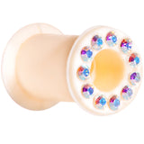 2G Aurora Gem Flexible Peach Silicone Double Flare Tunnel Plug Set