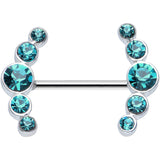 14G 5/8 Aqua Gem Steel Round Quintet Nipple Shield Set