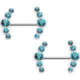 14G 5/8 Aqua Gem Steel Round Quintet Nipple Shield Set