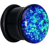 9/16 Black Acrylic Blue Confetti Party Single Flare Plug
