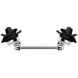 14G Glorious Metallic Black Rose Flower Nipple Barbell Set