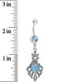 Aqua Gem Royal Blue Heart Dangle Belly Ring