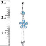 Aqua Gem Blooming Love Blue Spring Flower Dangle Belly Ring