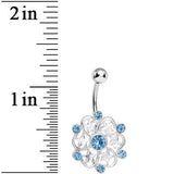 Aqua Gem Princess Star Petals Flower Belly Ring