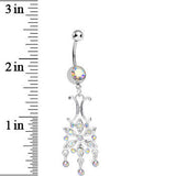 Aurora Gem Symmetrical Star Flower Dangle Belly Ring