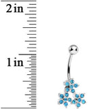 Aqua Gem Trio of Flowers Belly Ring