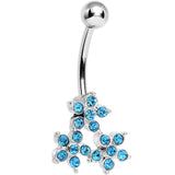 Aqua Gem Trio of Flowers Belly Ring