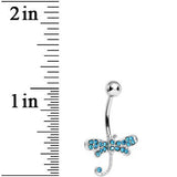 Aqua Gem Lazy Dragonfly Belly Ring