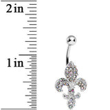 Aurora Gem Paved Fabulous Fleur De Lis Belly Ring