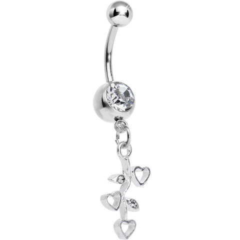 Clear Gem Branch of Love Heart Dangle Belly Ring