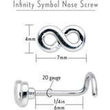 20G Gleaming Infinity Symbol Nose Screw