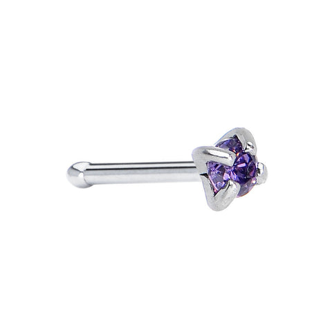 20G Amethyst Cubic Zirconia Square Nose Bone