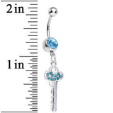 Aqua Gem Jazzy Glam Key Dangle Belly Ring