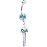Aqua Gem Jazzy Glam Key Dangle Belly Ring
