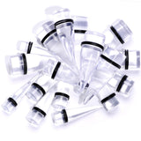 00G to 1 inch 18 Piece Clear Acrylic Ear Stretching Taper Kit