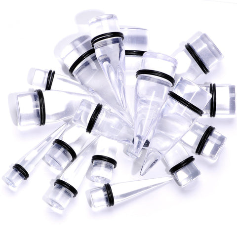 00G to 1 inch 18 Piece Clear Acrylic Ear Stretching Taper Kit