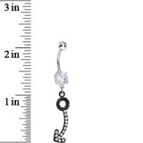 Clear Gem Black Glamour Arrow Dangle Belly Ring