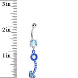 Aqua Gem Blue Glamour Arrow Dangle Belly Ring