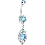 Aqua Gem Glamorous Falling Leaf Dangle Belly Ring