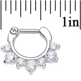 14G 1/4 Seven Clear Cubic Zirconia Septum Clicker