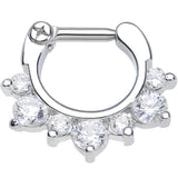 14G 1/4 Seven Clear Cubic Zirconia Septum Clicker