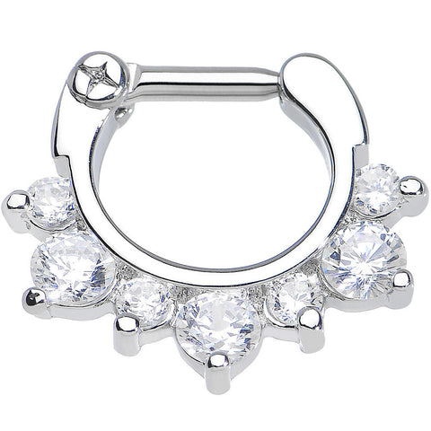 14G 1/4 Seven Clear Cubic Zirconia Septum Clicker