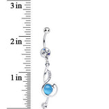 Clear Gem Aqua Bell Musical Note Dangle Belly Ring