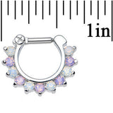 14G 1/4 Alluring Faux Opal and Light Purple Gem Septum Clicker