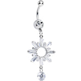 Clear CZ Clear Crystal Burst Dangle Belly Ring
