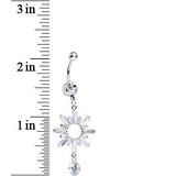 Clear CZ Clear Crystal Burst Dangle Belly Ring