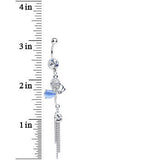 Clear Crystal Blue Butterfly Fairy Dangle Belly Ring