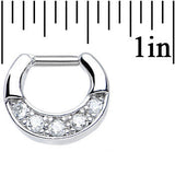14G 1/4 Five Round Clear Cubic Zirconia Septum Clicker