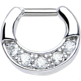 14G 1/4 Five Round Clear Cubic Zirconia Septum Clicker