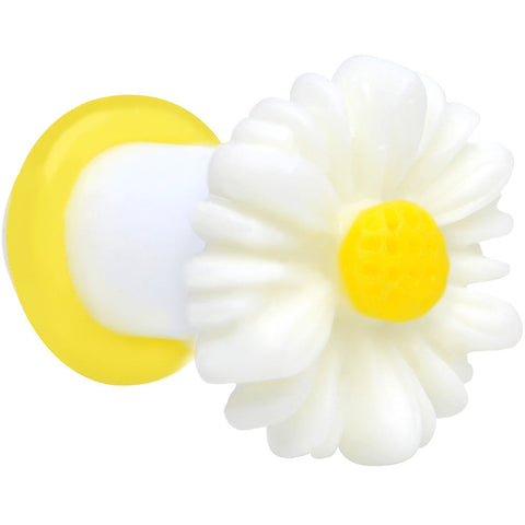 2G White Acrylic White Daisy Flower Single Flare Plug