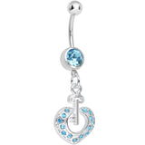 Aqua Gem Your Heart Has the Key Dangle Belly Ring