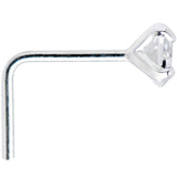 925 Sterling Silver 3mm Round Clear CZ L-Shape Nose Ring